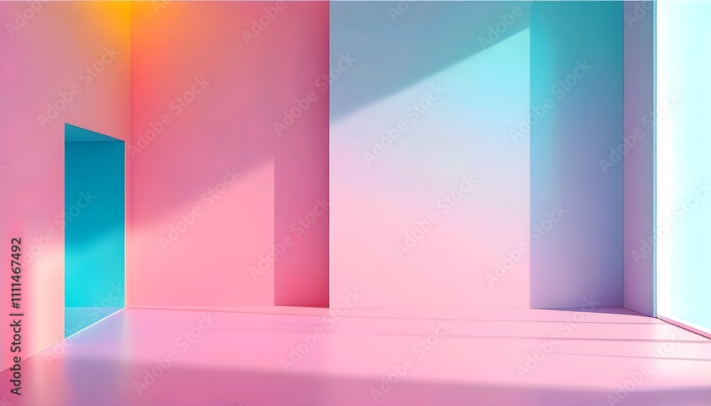 Aufkleber abstract interior design with 3d lines and light in an empty architectural space, showcasing a moder