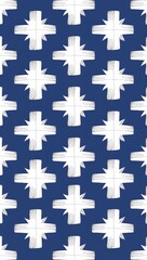 White Cross pattern hand drawn design on Blue background illustration