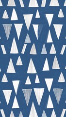White Trapezoid pattern hand drawn design on Blue background illustration