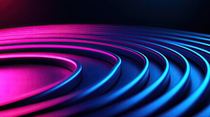 Abstract wave pattern with vibrant pink and blue colors on a dark background.