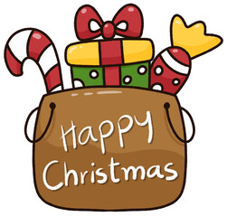 Decoration Christmas Gift bag, gift and candy cane , illustration Christmas png