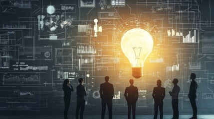 Cutting-edge technology background showcasing an innovative startup team collaborating with digital mind maps and advanced tech tools, highlighting a futuristic workspace environment and modern busine