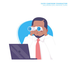 spying businessman cute cartoon character