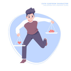 mens choices concept cartoon character