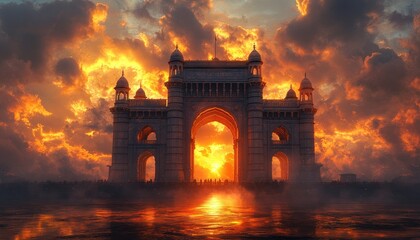 Fototapeta premium Gateway of India Sunset View Majestic Architecture Landmark in Mumbai