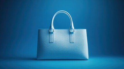 Light Blue Handbag on a Blue Background