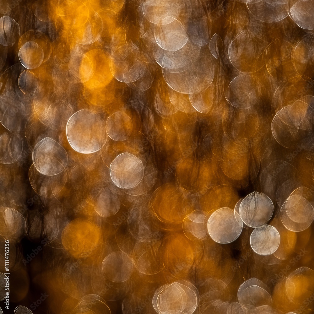 Poster abstract bokeh background with gold and white circles.