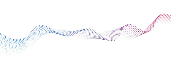 Flowing Dot Wave halftone gradient pattern on transparent background	