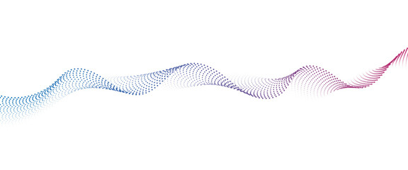 Flowing Dot Wave halftone gradient pattern on transparent background	