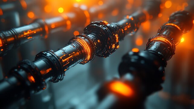 Blockchaininspired structure in 3D layers, showcasing decentralized systems, selective focus on transparency in data flow, ethereal Composite inside a brightly lit server room - Powered by Adobe