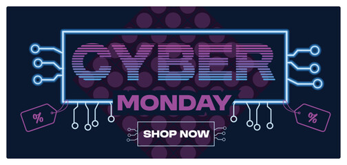 Cyber ​​Monday sale ad with shop now button.