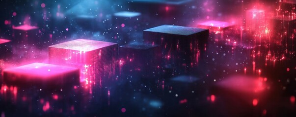 Futuristic Digital Background for Technology, Artificial Intelligence, Neural Networks, Data Transfer, Encryption, Cyberpunk Aesthetics, Multimedia Design and Education