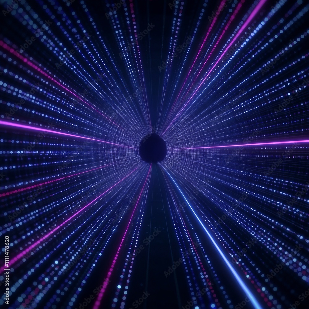 Aufkleber abstract digital tunnel with glowing lines and particles.