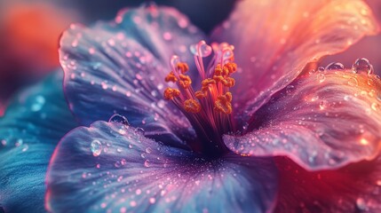 Macro photography of a flower, detailed petals, vibrant colors, shallow depth of field