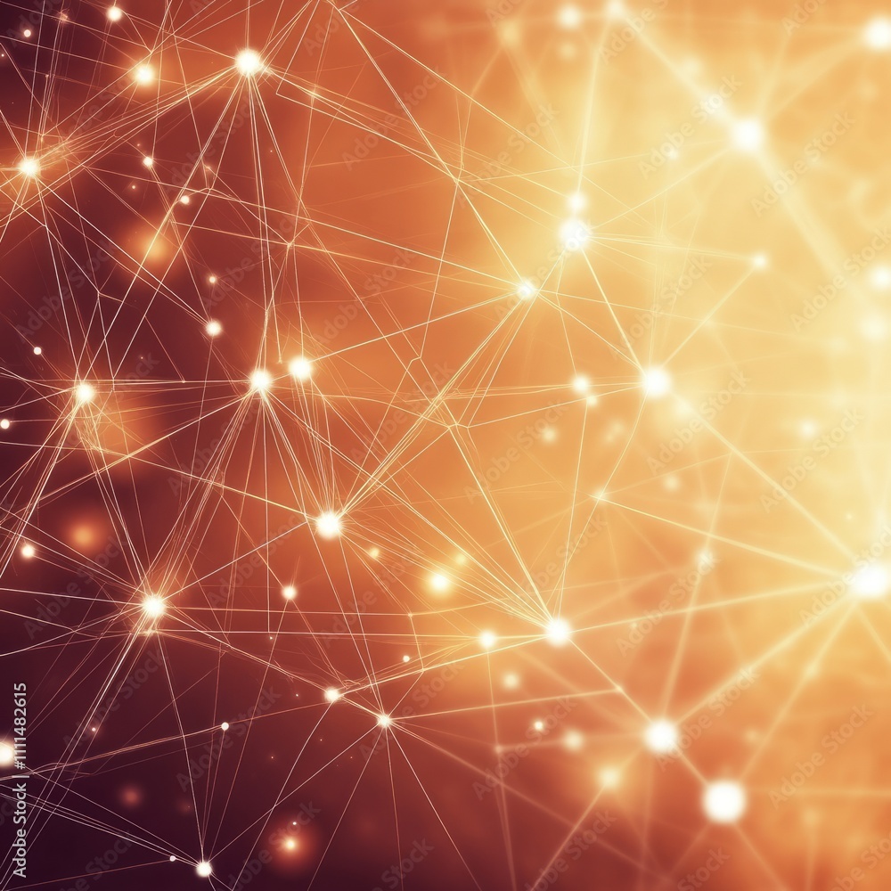 Poster abstract network connection glowing nodes.