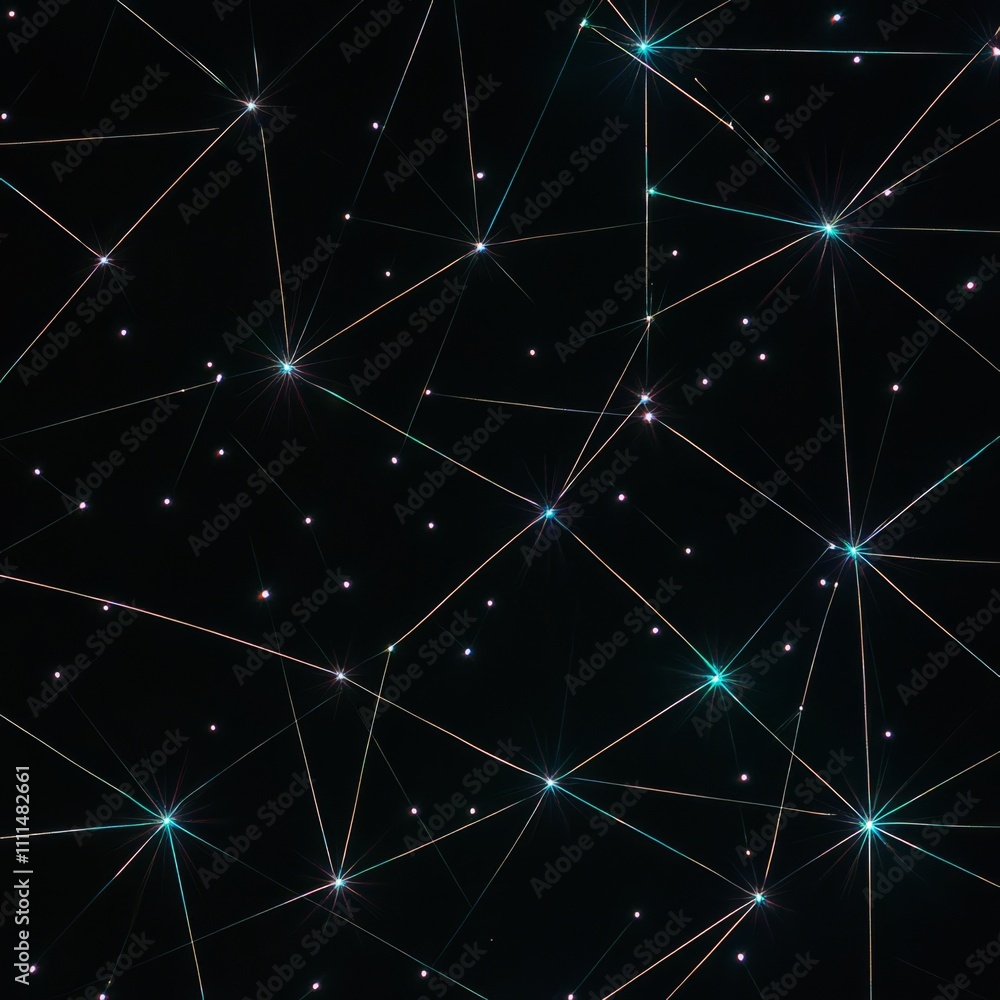 Poster abstract network connections with glowing nodes on a black background.