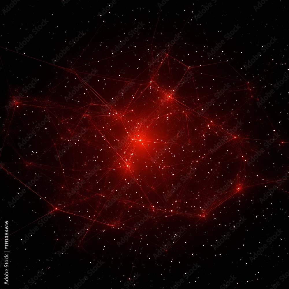 Poster abstract red glowing network connection.