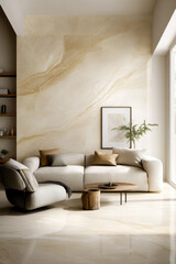 This image depicts a serene and minimalist living room