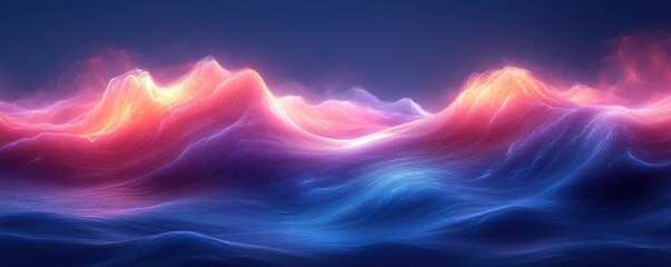 Futuristic Abstract Digital Background with Neon Waves and Glowing Patterns for Technology and Science Applications