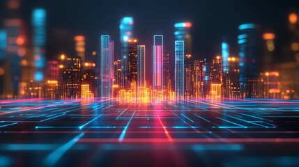 Soft AI hologram with neon accents, showing virtual intelligence blending into the background, surreal Double exposure as a labinspired background