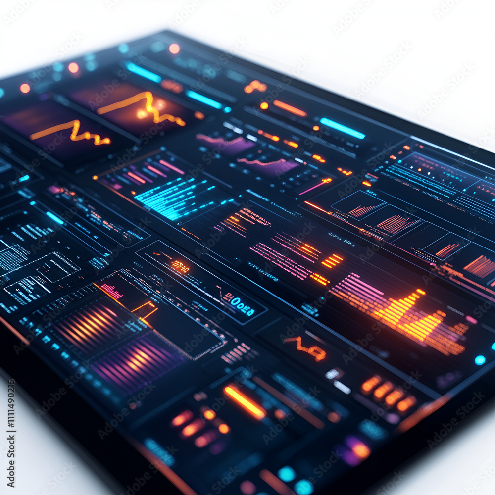 Poster data analytics dashboard review modern office digital display professional environment close-up insi