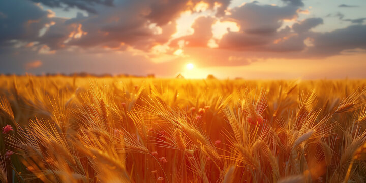 Agricultural grain farm overlooking a wheat field