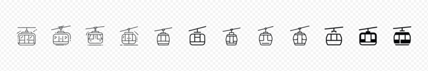 cable car in flat style. Cable car outline icons. Cable car thin line icon set © maruf555777