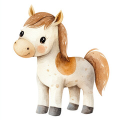 Cute watercolor illustration of kid horse doll, perfect for children