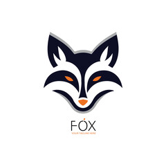 Faced Fox Head Logo Design. Sporty Simple Wolf Head Logo Design.