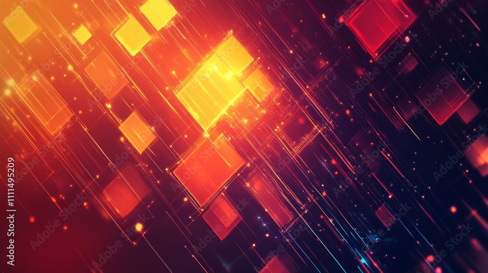 Poster dynamic technology background featuring abstract software elements, futuristic design, and geometric