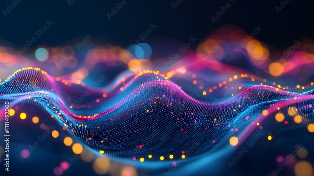 Poster abstract colorful wavy data visualization