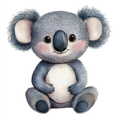 Watercolor illustration of cute koala doll, perfect for kids decor