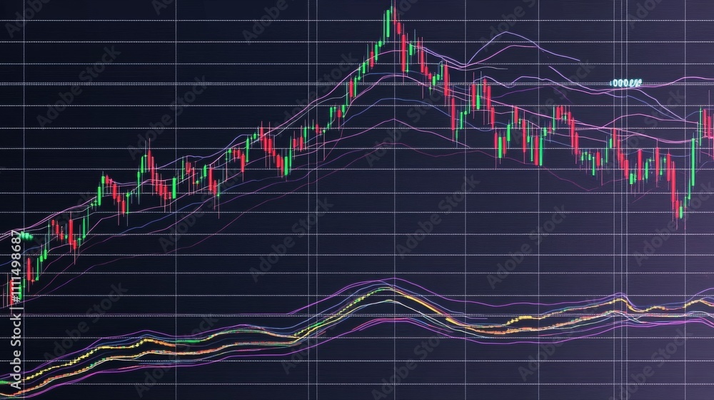 Poster technology background featuring a dynamic stock market trend chart with data visualization, fluctuat