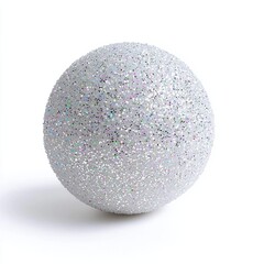 Festive christmas decoration white background shiny glittering ball minimalist style holiday spirit cheerful concept