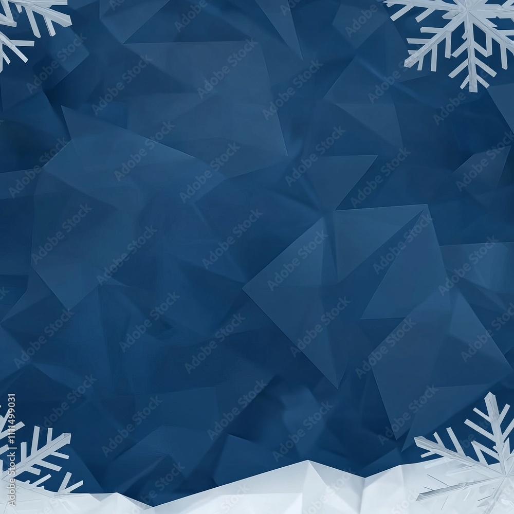 Poster abstract winter background with snowflakes and geometric patterns.