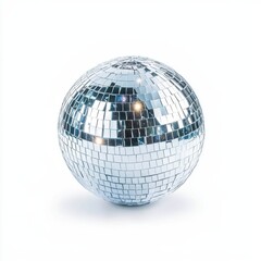 Fototapeta premium Festive christmas disco ball decoration on white background celebratory atmosphere minimalist design for holiday cheer
