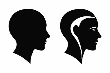 black head silhouette vector.