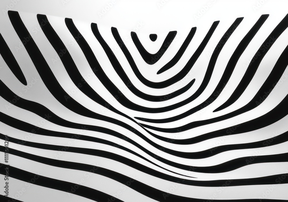 Poster wavy black lines pattern abstract design modern art style dynamic graphic resource