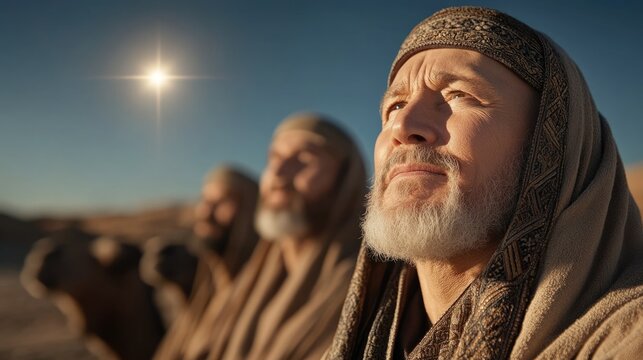 Royal visit: the three wise men journeying to honor the newborn king, showcasing their gifts and deep reverence, symbolizing wisdom, faith, and the significance of their pilgrimage.