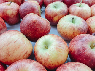 Lots of red apples. Tasty and juicy. Background of apples.