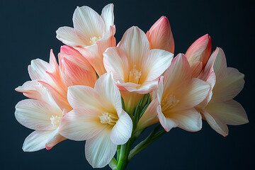 Fototapeta premium A cluster of delicate peach and white flowers blooms