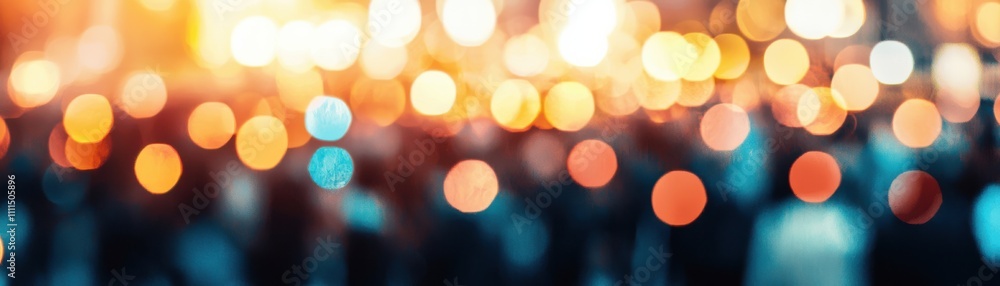 Poster a vibrant, blurred image showcasing a multitude of colorful lights and soft bokeh, evoking a sense o