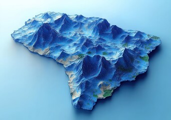 Fototapeta premium Minimalist Blue Map of Brazil on White Background