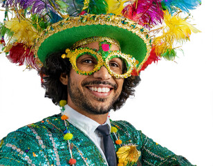 Carnaval Brazil. Excited and Cheerful.. Face of young guy