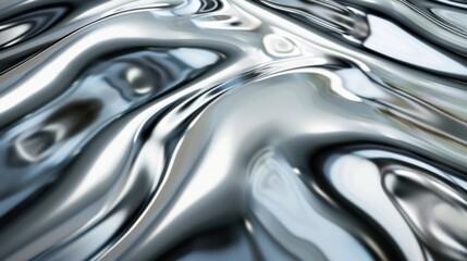 A smooth chrome metal surface with a reflective and polished finish, showcasing a sleek and modern industrial texture.

