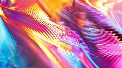 Mesmerizing abstract art with vibrant colors, smooth lines, and futuristic holographic elements. Bright, colorful hues showcase creativity and design skills, creating a visually stunning piece