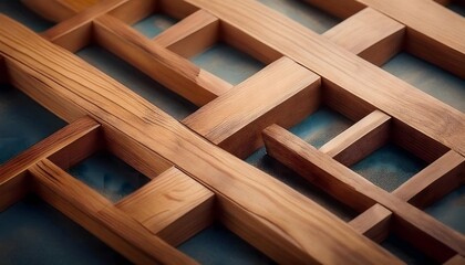 Traditional Japanese joinery, seamless wood connections, 3D illustration. woodwork, carpentry, technique.