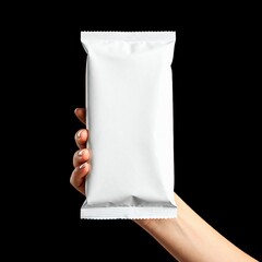 White Snack Bag Mockup for Branding and Packaging isolated on black