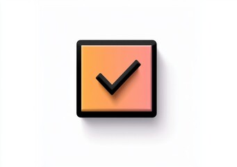 Minimalistic Checkmark Icon in Square, Positive Affirmation Symbol, Modern Flat Design, Validation and Approval Sign