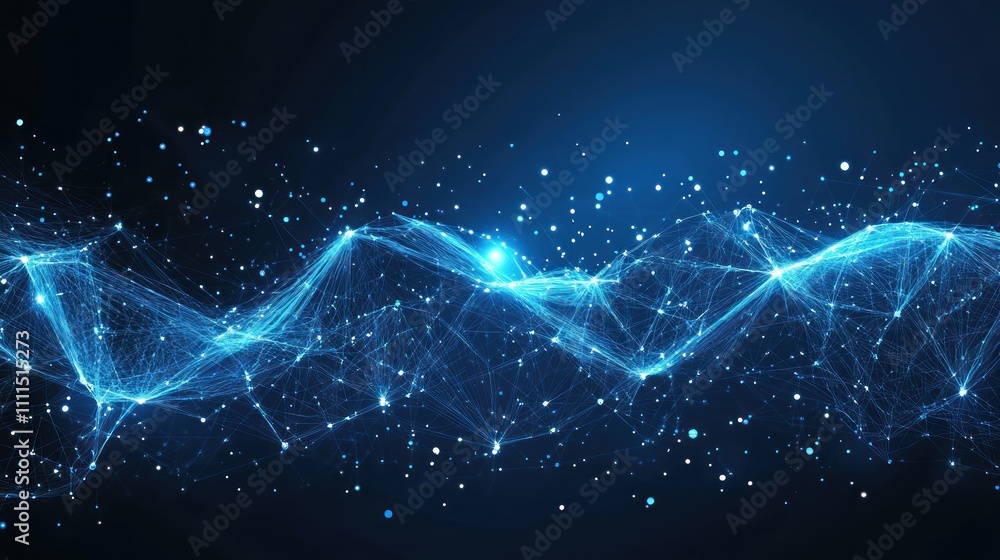 Poster abstract digital wave with glowing particles and lines